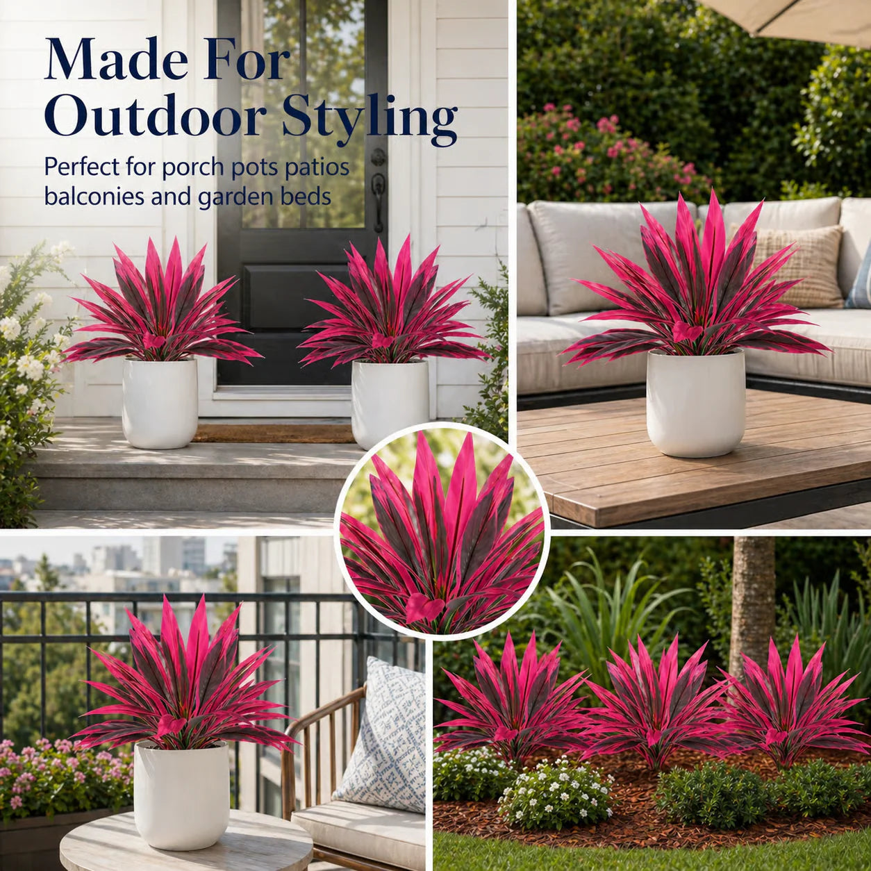 Artificial tropical plants for outdoor spaces