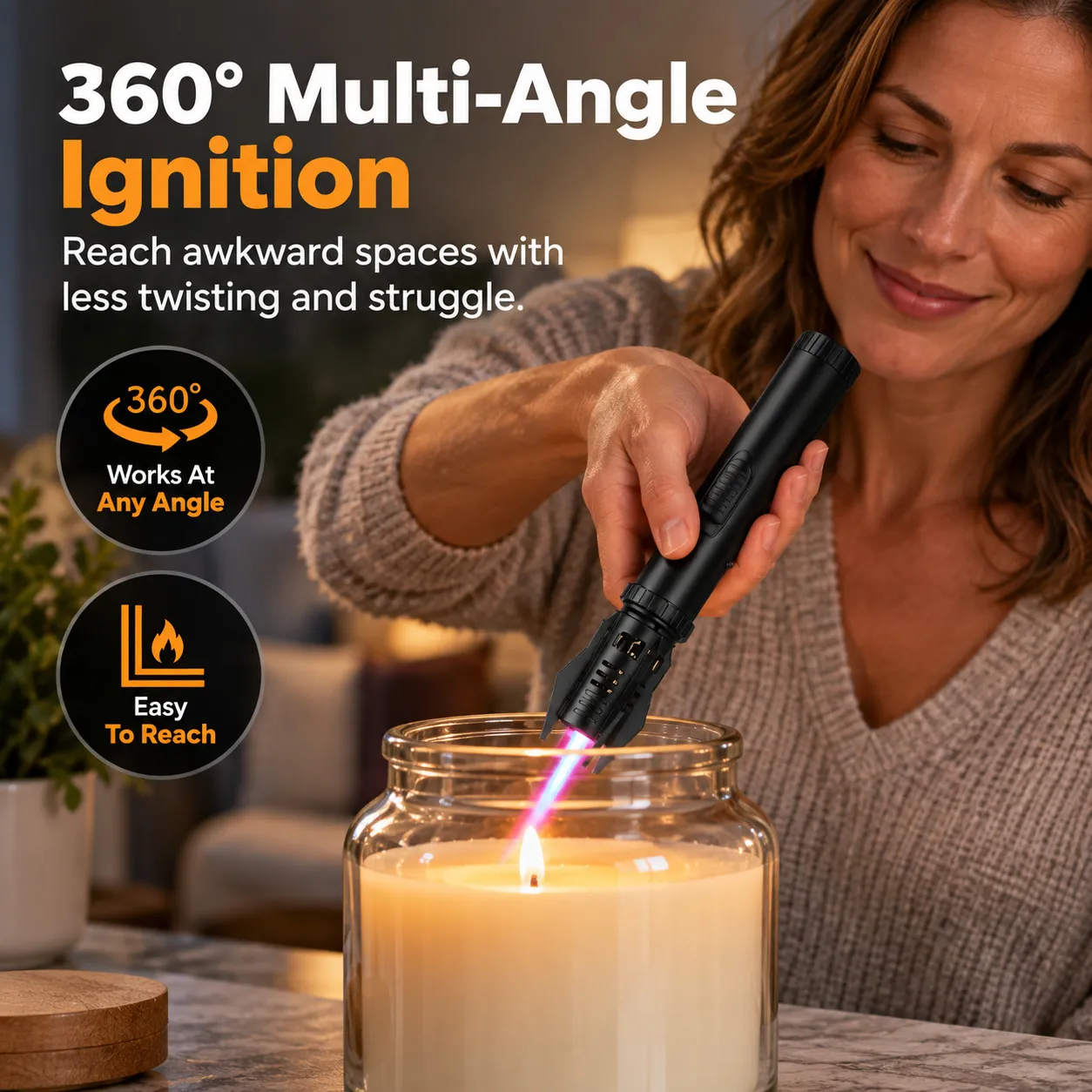 360 degree multi angle torch lighter ignition for candles and hard to reach areas