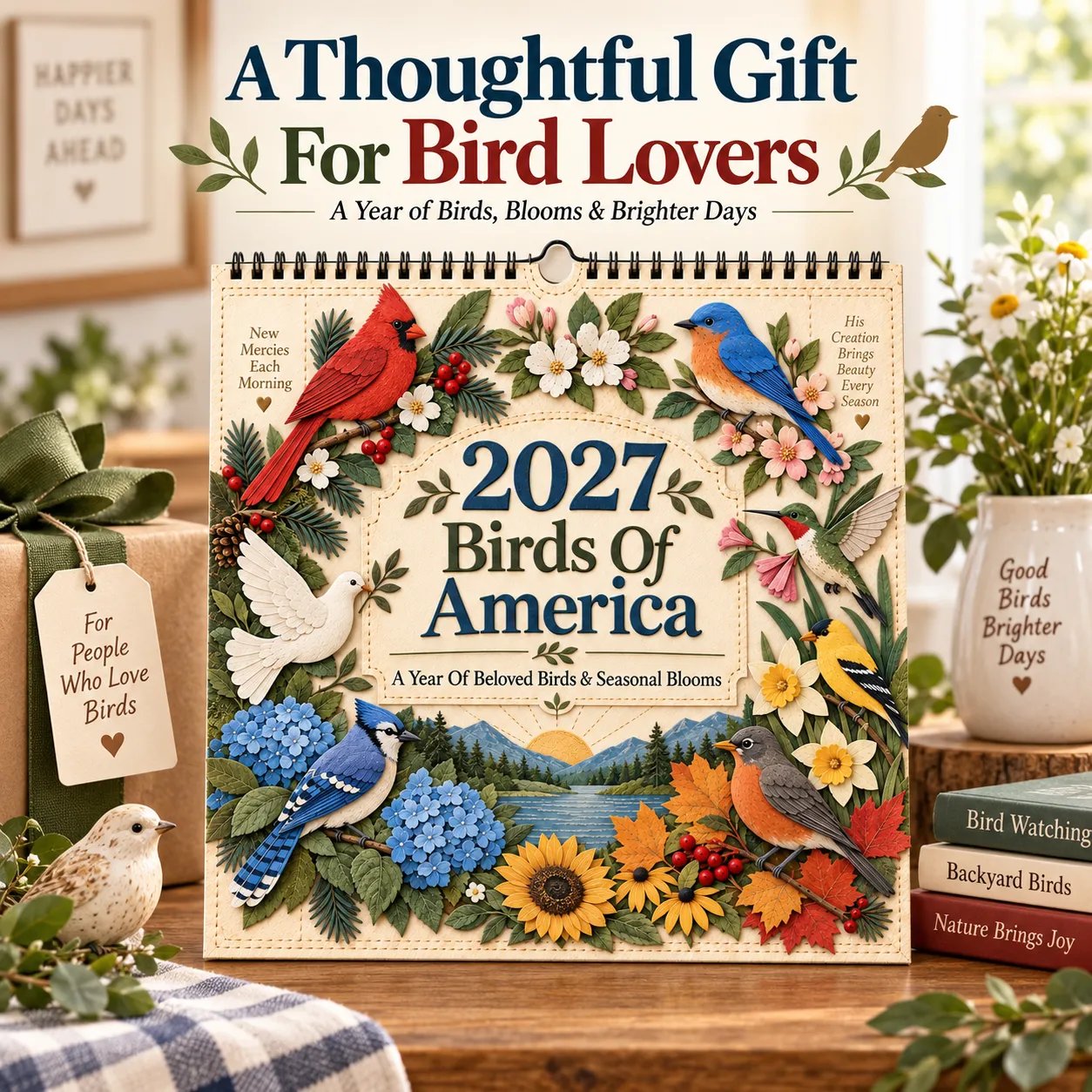 Bird lovers nature inspired wall calendar gift