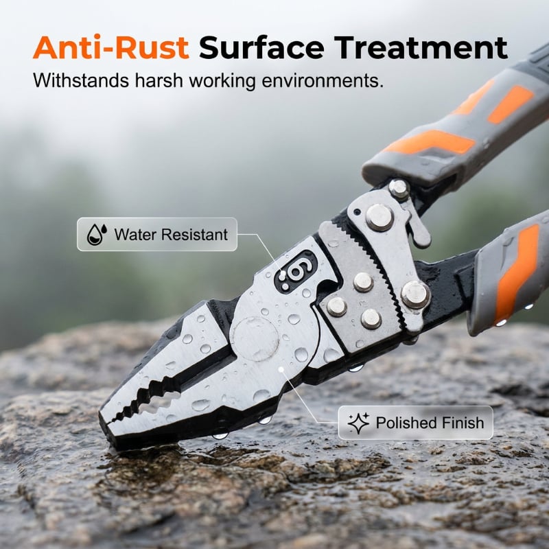 Anti-rust surface treatment on industrial ratchet pliers