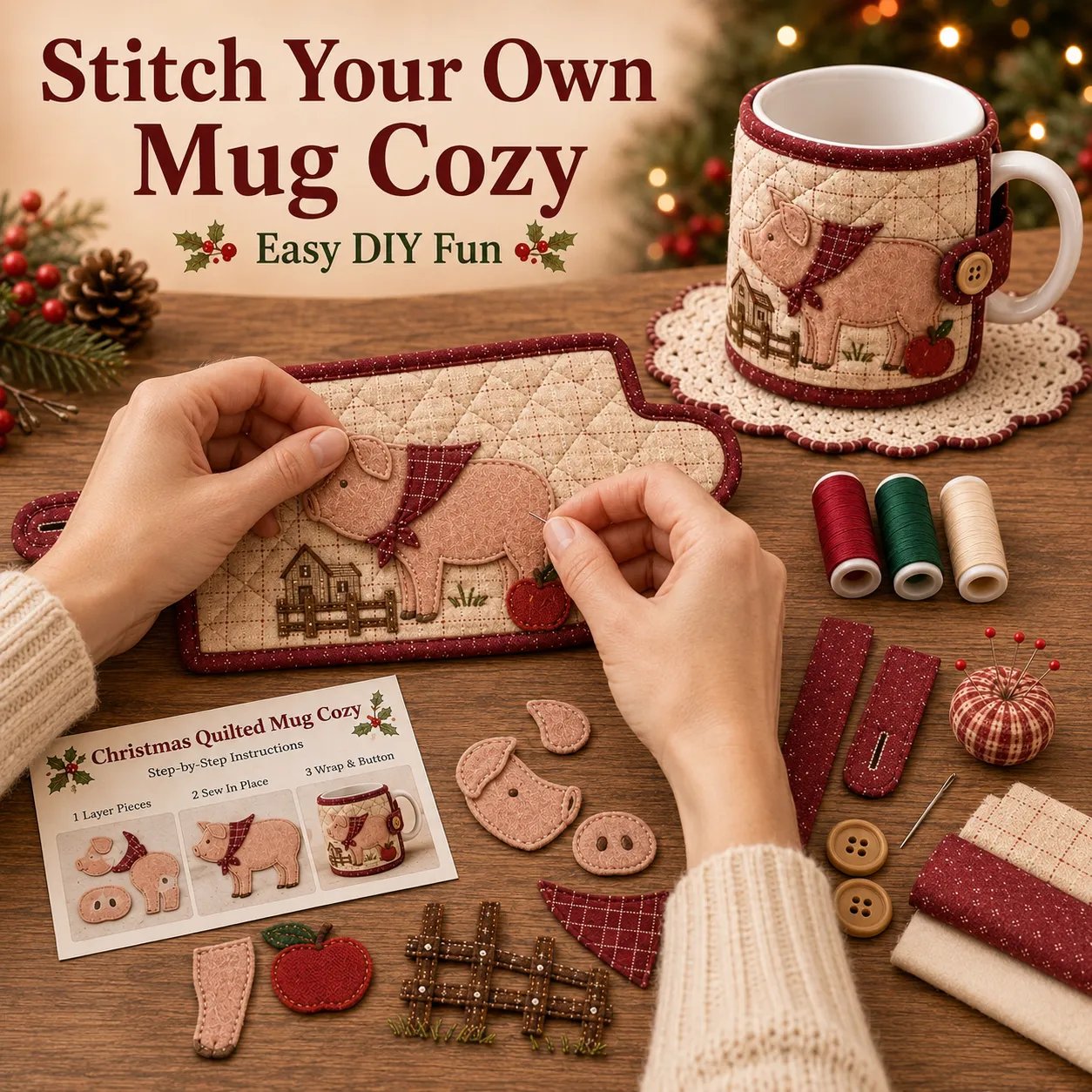 Mug cozy sewing project