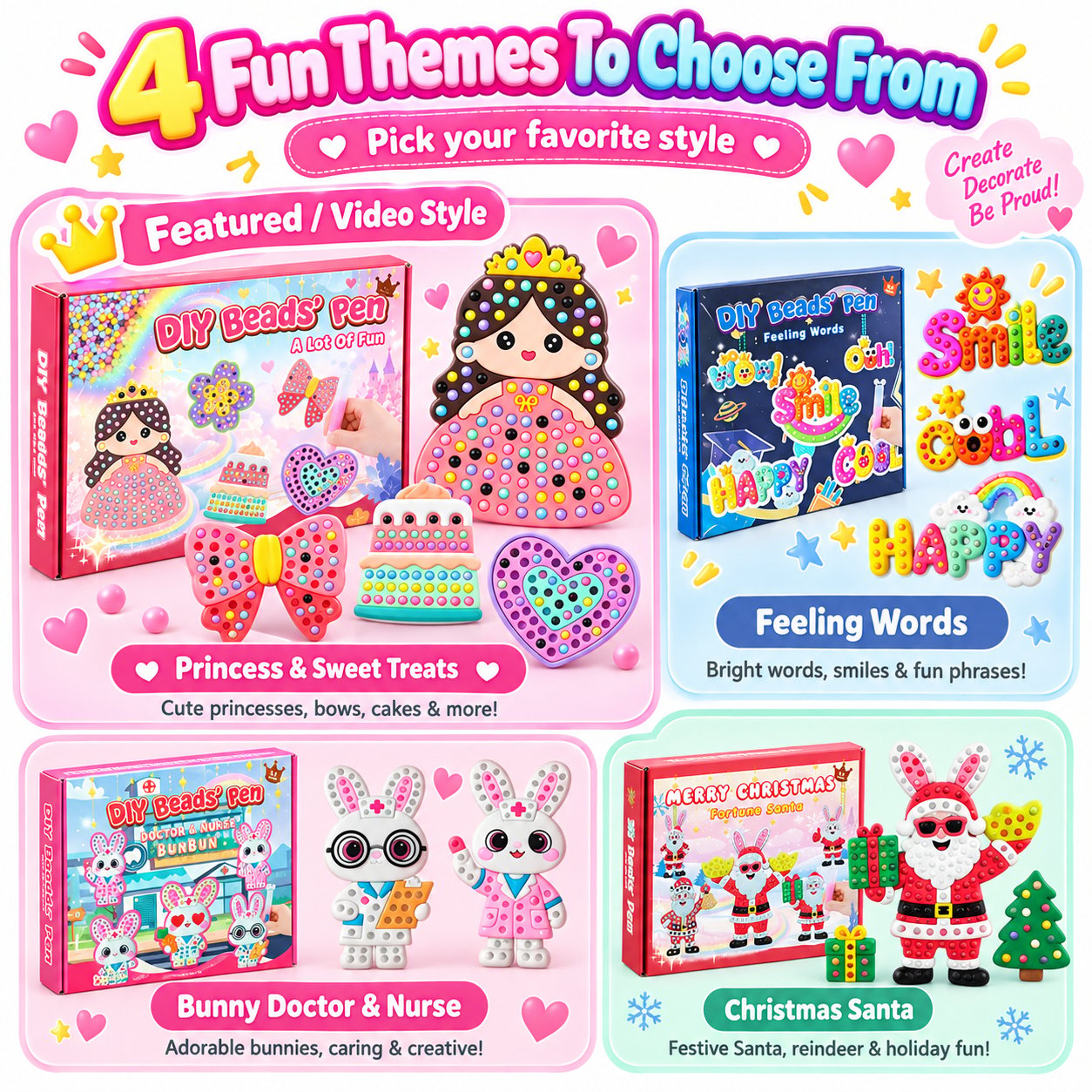 Four DIY Bead Pen themes to choose from
