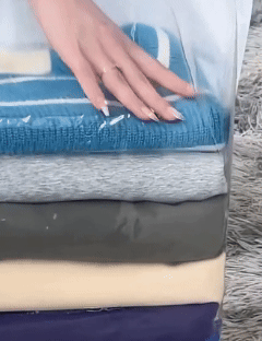 No-pump vacuum storage bag 3-step compression demonstration