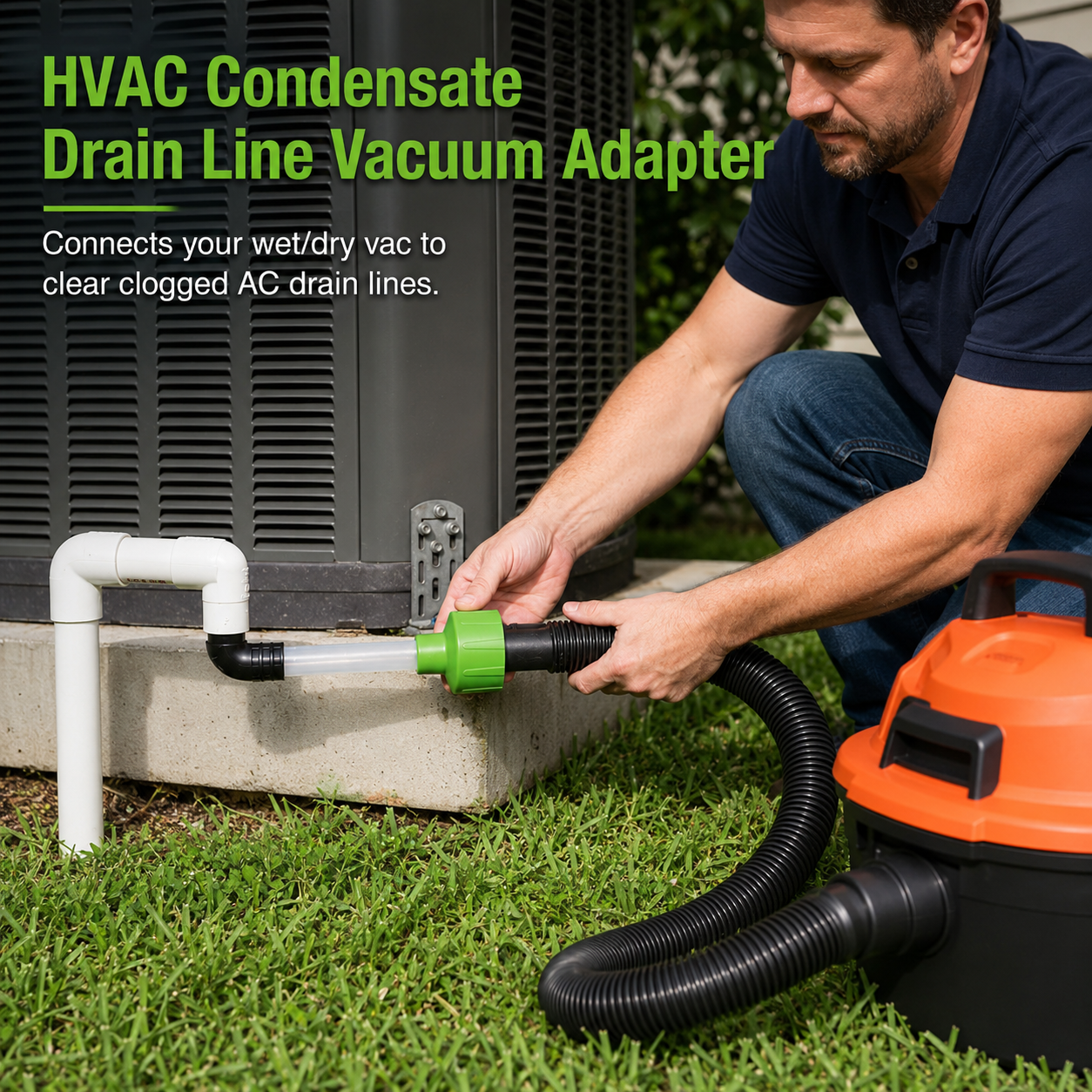 HVAC Condensate Drain Line Vacuum Adapter
