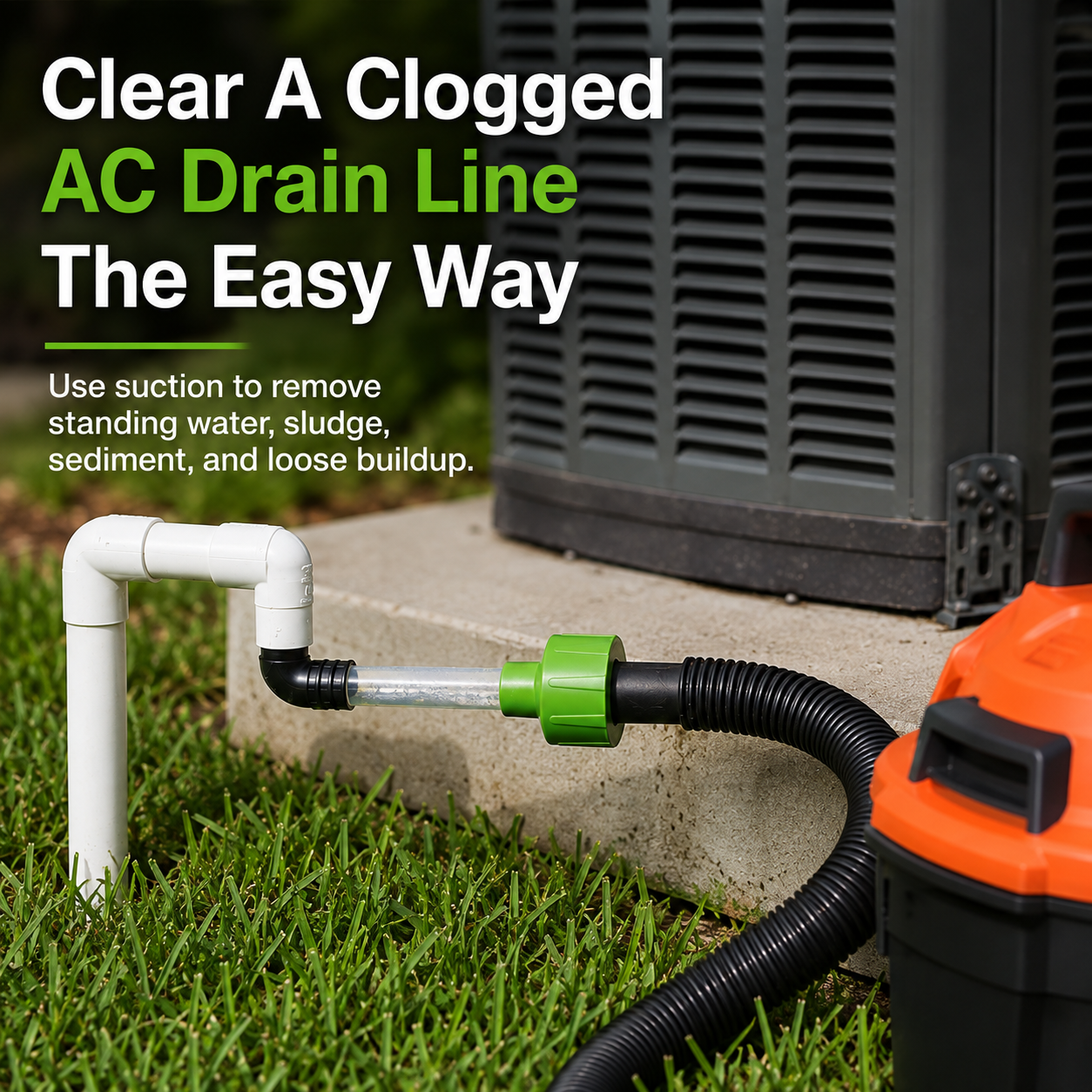 HVAC Condensate Drain Line Vacuum Adapter