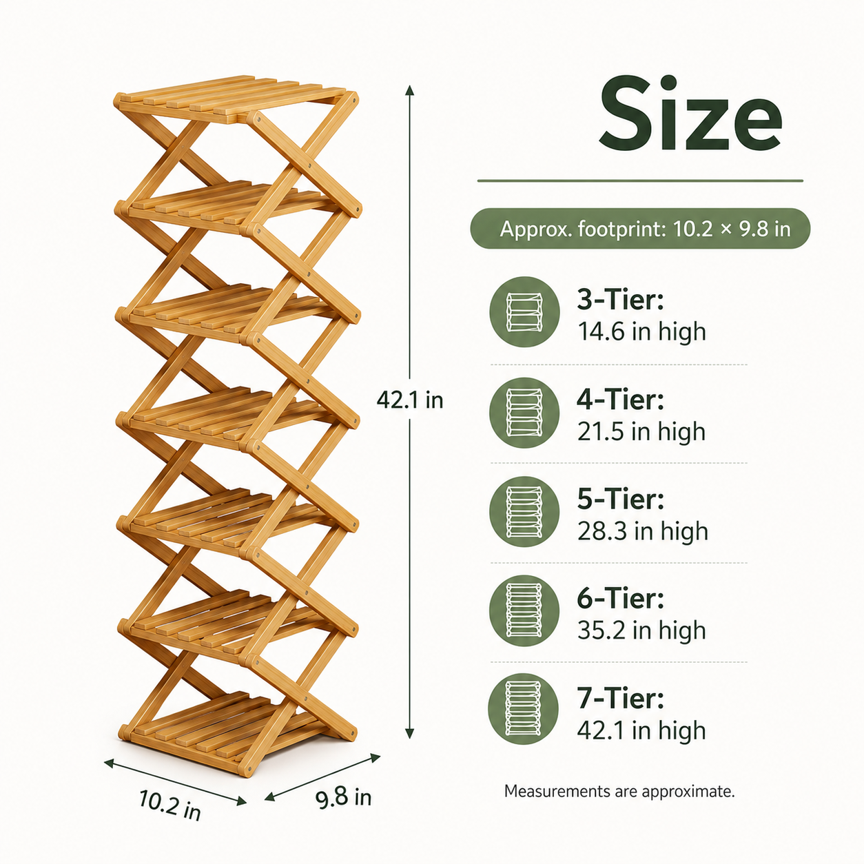 Foldable Bamboo Accordion Shoe Rack