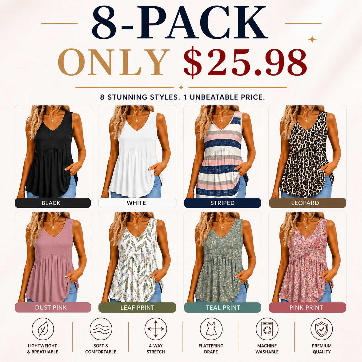🔥 Flash Sale ⚡ Womens Tank Tops 2026 Flowy Peplum Tops