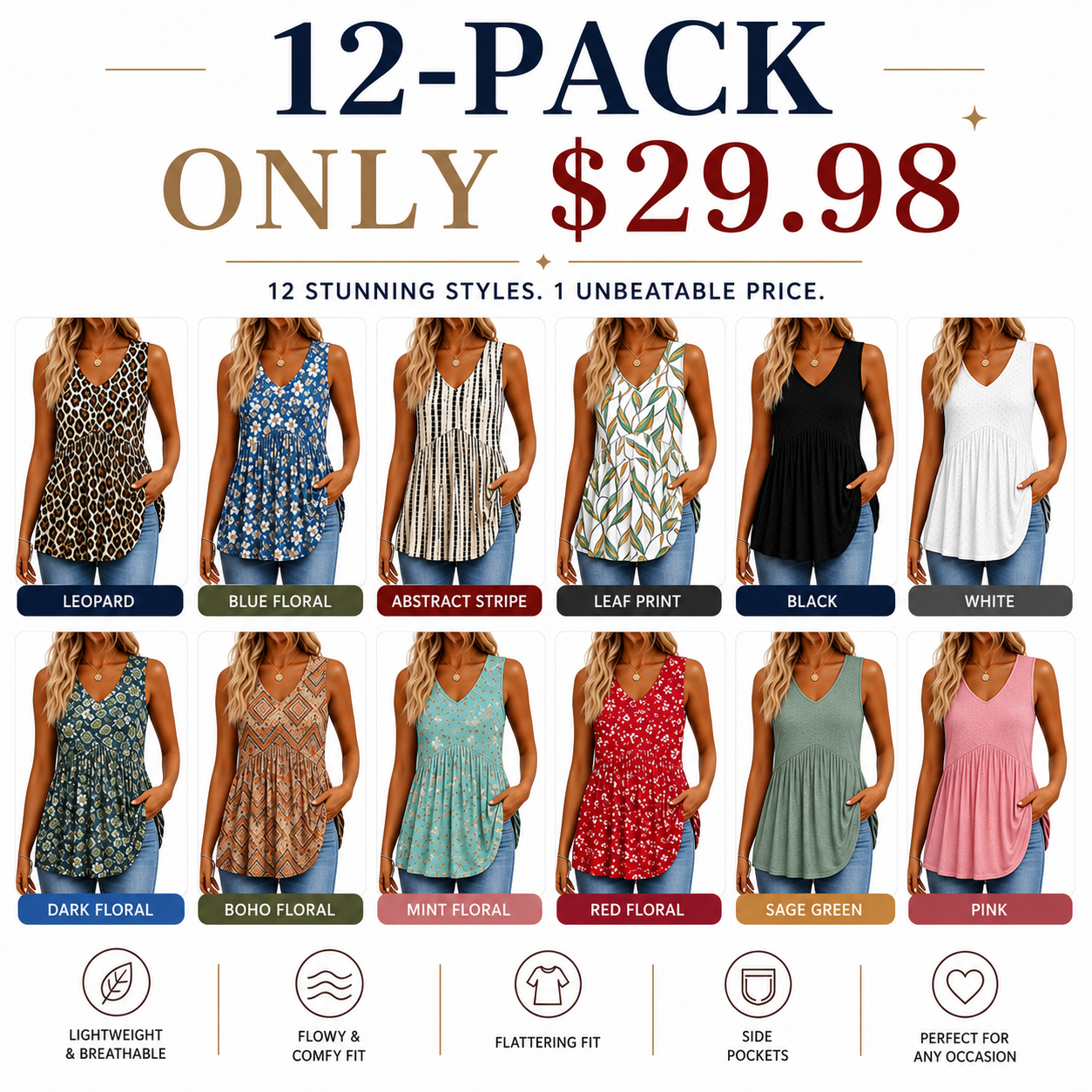 🔥 Flash Sale ⚡ Womens Tank Tops 2026 Flowy Peplum Tops