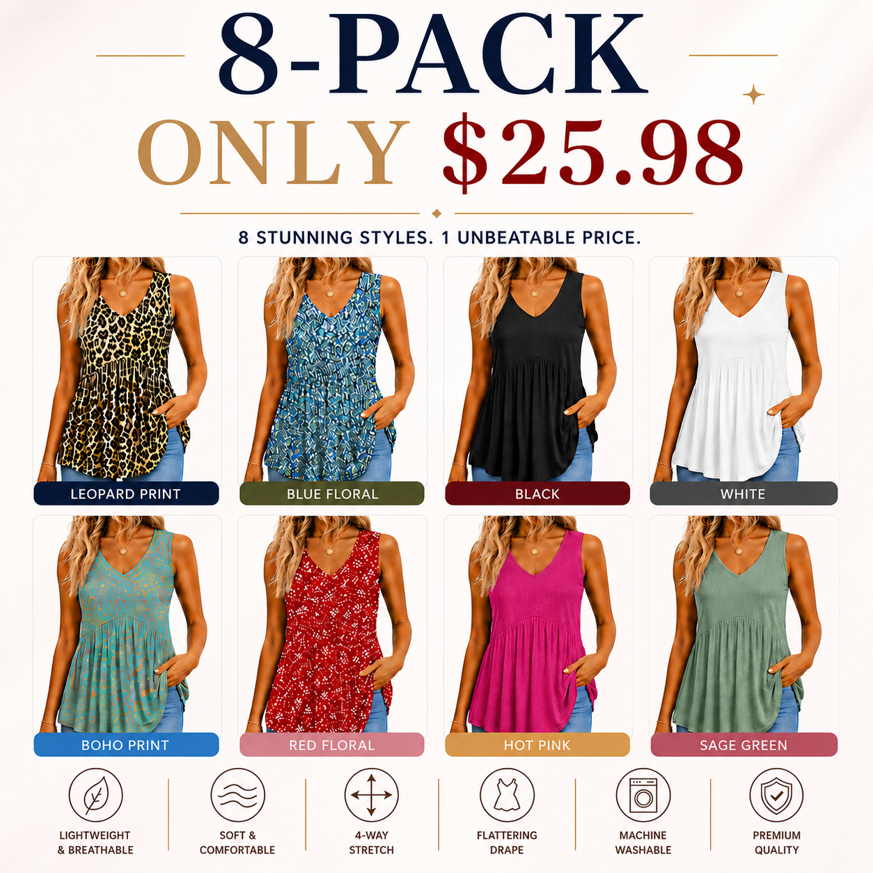 🔥 Flash Sale ⚡ Womens Tank Tops 2026 Flowy Peplum Tops