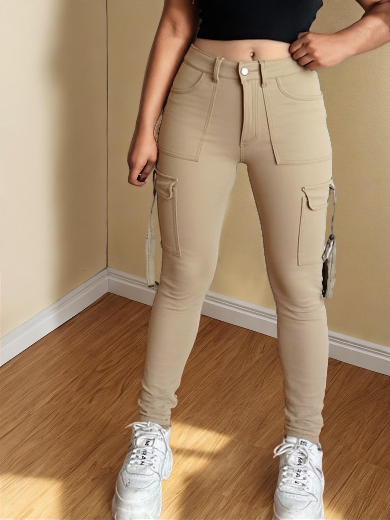 Plus Size Women's Y2K Tight Denim Cargo Pants