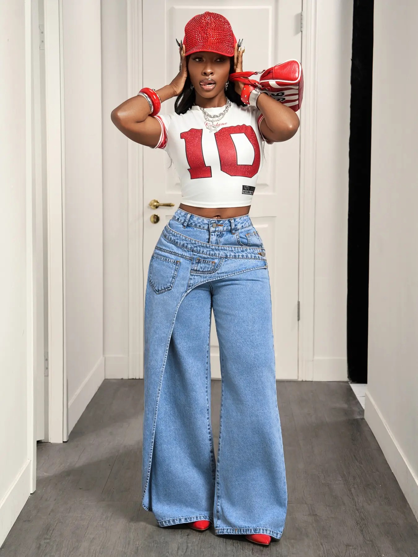 🔥 MID YEAR SALE 🔥 Women's Loose-Fitting Trendy Asymmetrical Design Casual Denim Long Pants