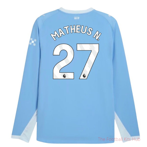 2026/27 Man City Authentic Long Sleeve Home Shirt Matheus N. 27