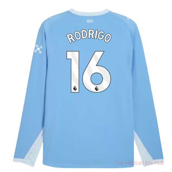 2026/27 Man City Authentic Long Sleeve Home Shirt Rodrigo 16