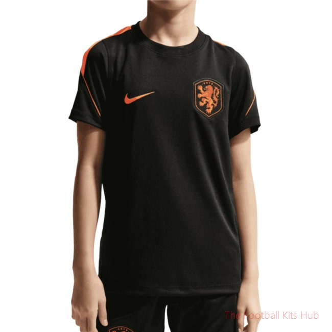 2026/27 Netherlands Dri-Fit Shirt Black/Orange - Kids