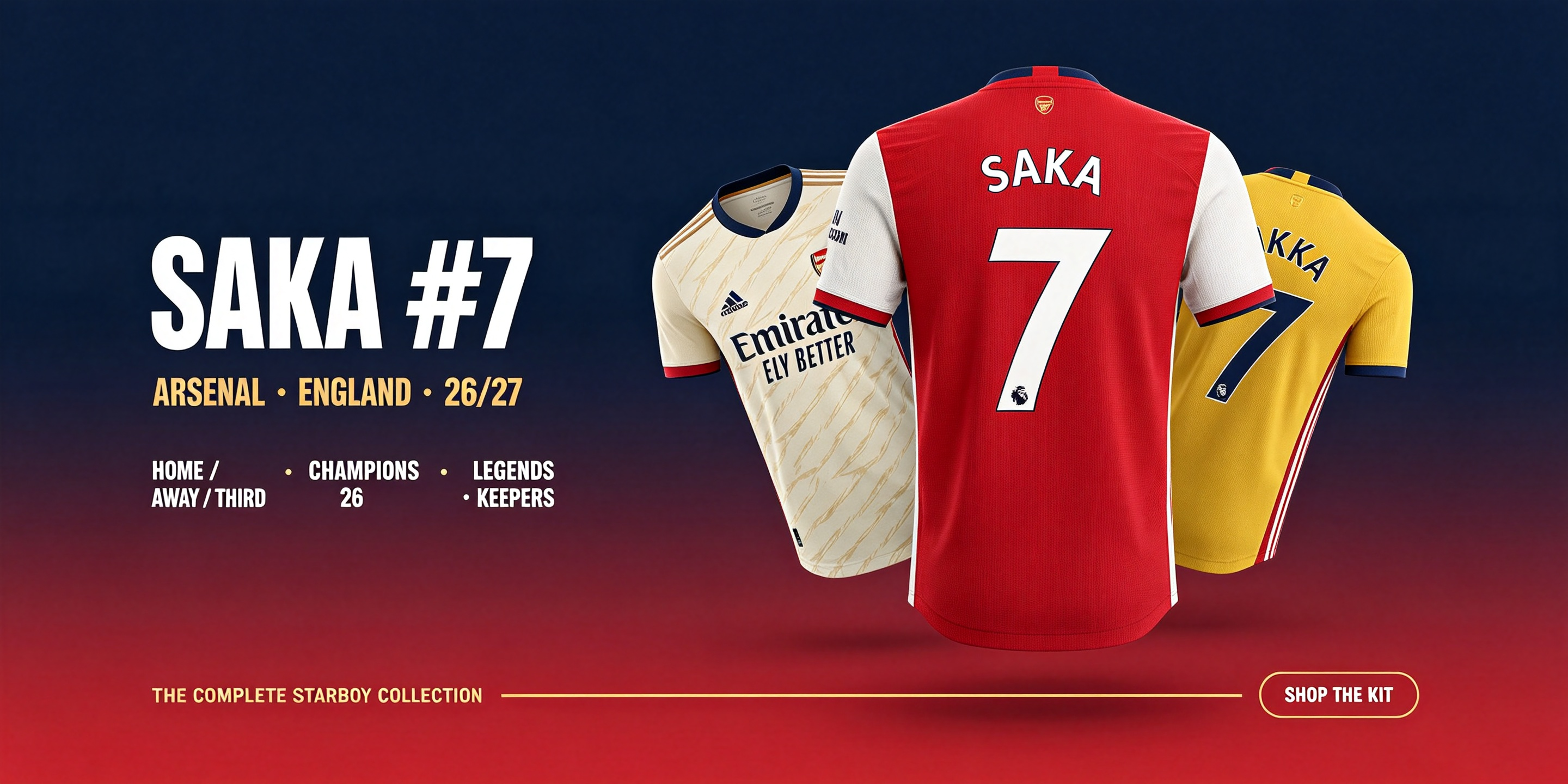 Bukayo Saka Jersey | Arsenal #7 & England Three Lions - ProGearKits
