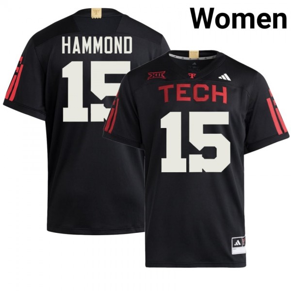 Texas Tech Raiders Will Hammond Stitch Jerseys #15 Women Red Black Apparel-ProGear Kits