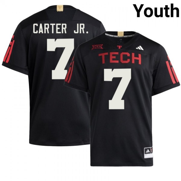 Texas Tech Raiders Terrance Carter Jr. Stitch #7 Youth Red Black Uniform-ProGear Kits