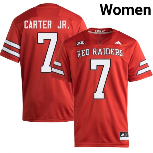 Texas Tech Raiders Terrance Carter Jr. Stitch Jerseys #7 Women Red Red Kit-ProGear Kits