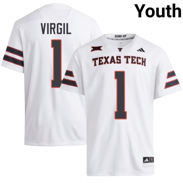Texas Tech Raiders Reggie Virgil Stitch Jerseys #1 Youth Red White Uniform-ProGear Kits