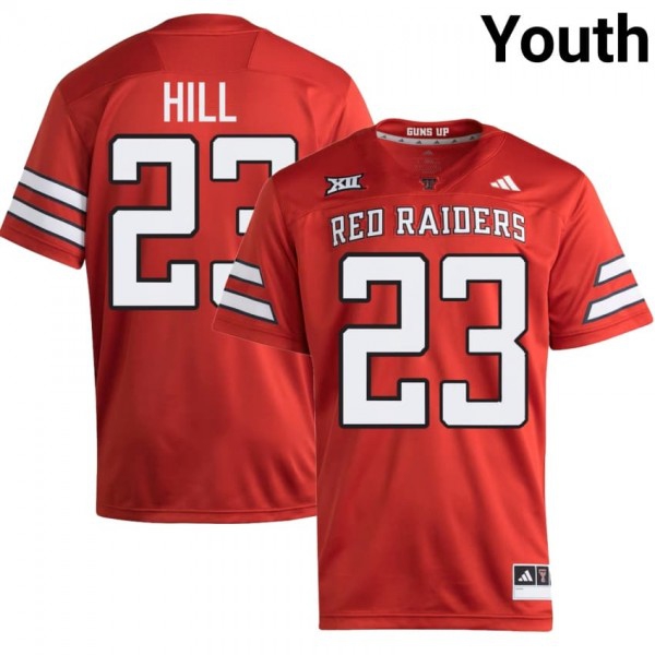 Texas Tech Raiders Adam Hill Stitch Jerseys #23 Youth Red Red Uniform-ProGear Kits