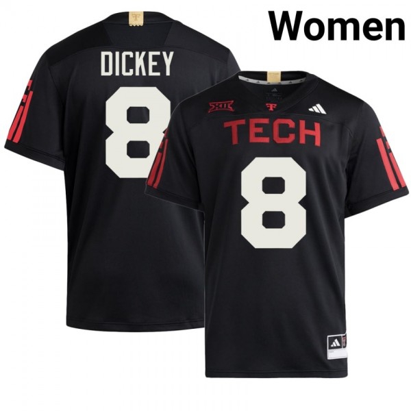 Texas Tech Raiders Cameron Dickey Stitch Jerseys #8 Women Red Black Uniform-ProGear Kits