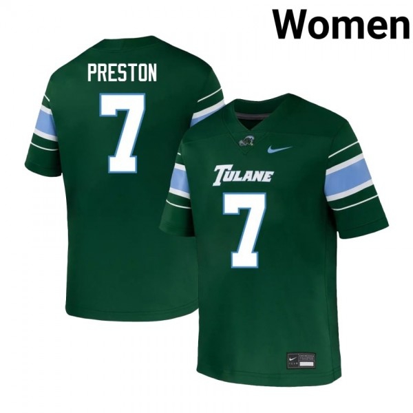 Tulane Wave Shazz Preston Stitch Jerseys #7 Women Green Green Uniform-ProGear Kits