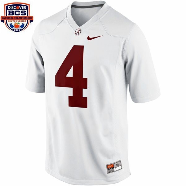 Youth(Kids) Alabama Crimson Tide T.J. Yeldon BCS Bowl Patch #4 White-ProGear Kits