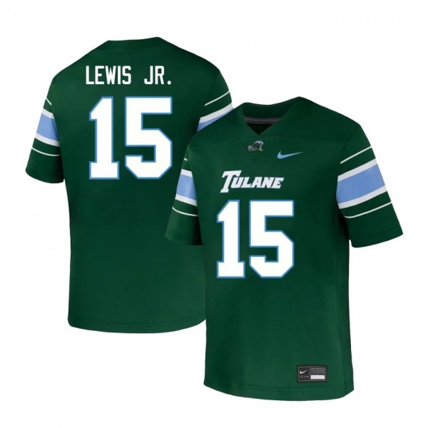 Tulane Wave Zycarl Lewis Jr. Stitch Jerseys #15 Men Green Green Apparel-ProGear Kits
