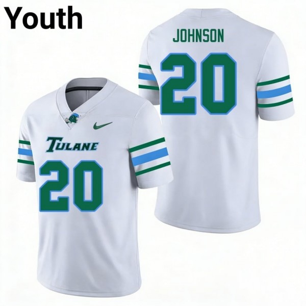 Tulane Wave Jahiem Johnson Stitch #20 Youth Green White Apparel-ProGear Kits