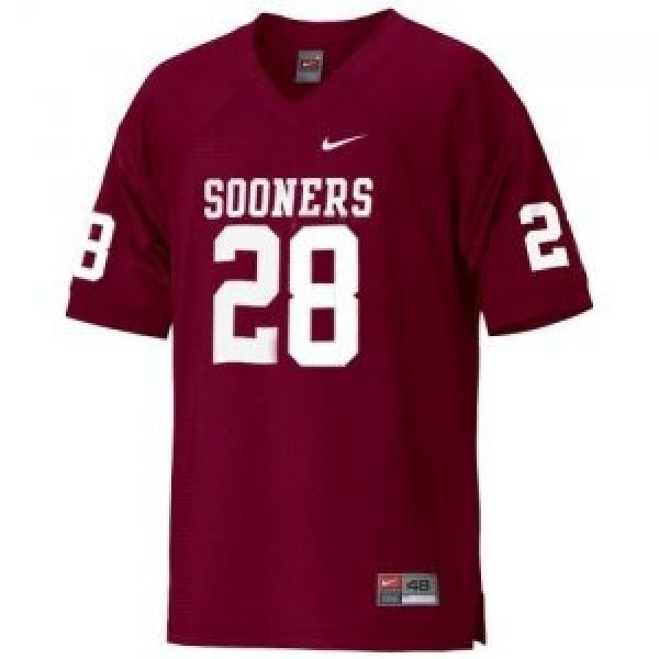 Oklahoma Sooners Adrian Peterson Stitch #28 Men Red  Uniform-ProGear Kits