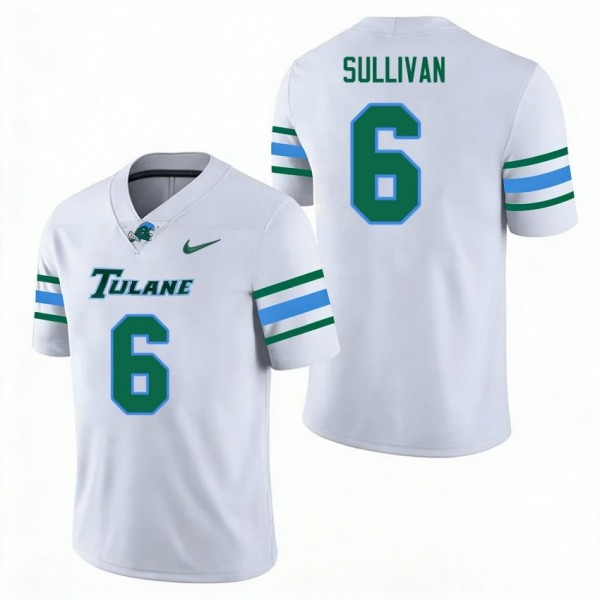 Tulane Wave Brendan Sullivan Stitch Jerseys #6 Men Green White Kit-ProGear Kits