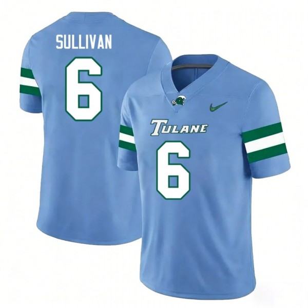 Tulane Wave Brendan Sullivan Stitch Jerseys #6 Men Green Blue Uniform-ProGear Kits