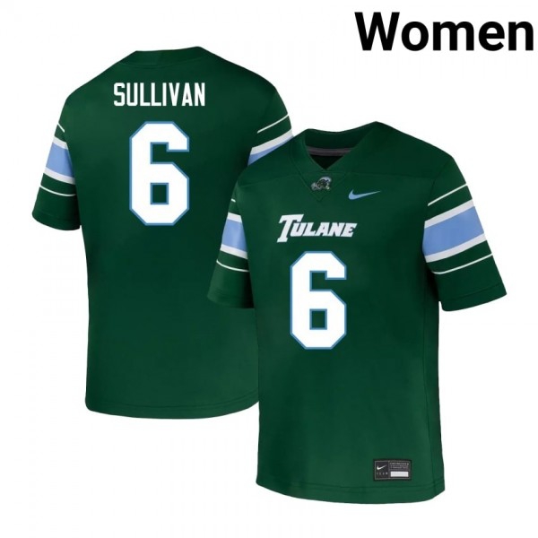 Tulane Wave Brendan Sullivan Stitch Jerseys #6 Women Green Green Apparel-ProGear Kits
