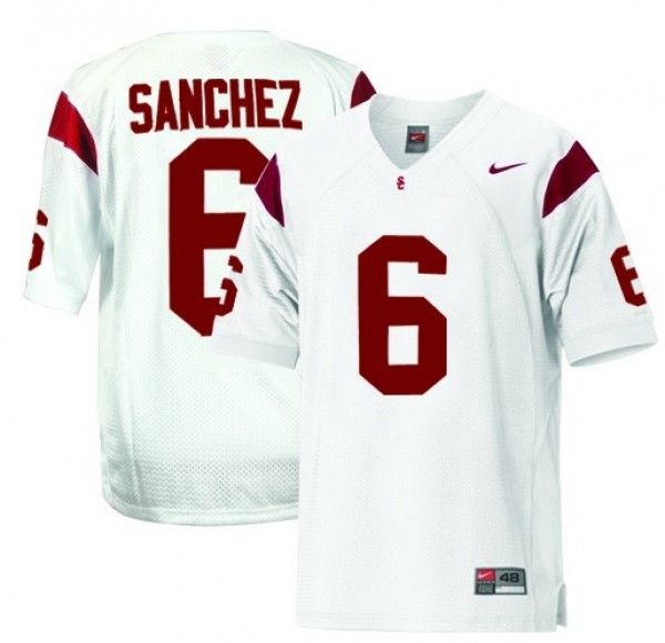 USC Trojans Mark Sanchez Stitch #6 Men White  Uniform-ProGear Kits