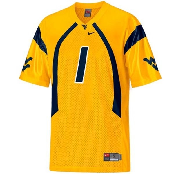 West Virginia Mountaineers Tavon Austin Stitch #1 Men Gold  Uniform-ProGear Kits