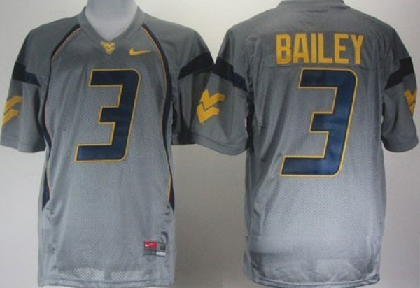 West Virginia Mountaineers Stedman Bailey Stitch #3 Men Gray  Uniform-ProGear Kits