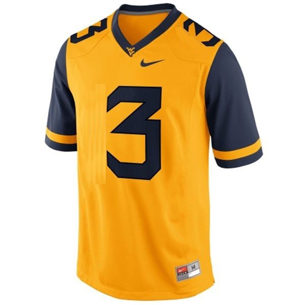 West Virginia Mountaineers Stedman Bailey Stitch #3 Men Gold  Uniform-ProGear Kits
