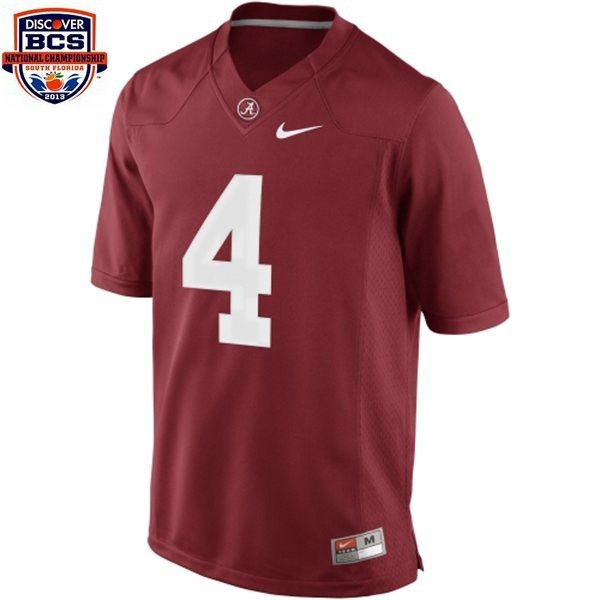 Alabama Crimson Tide T.J. Yeldon BCS Bowl Patch Stitch #4 Men Red  Limited-ProGear Kits