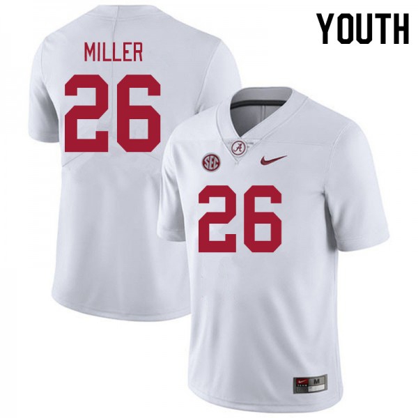 Alabama Crimson Tide Jam Miller Stitch Jerseys #26 Youth White  Apparel-ProGear Kits