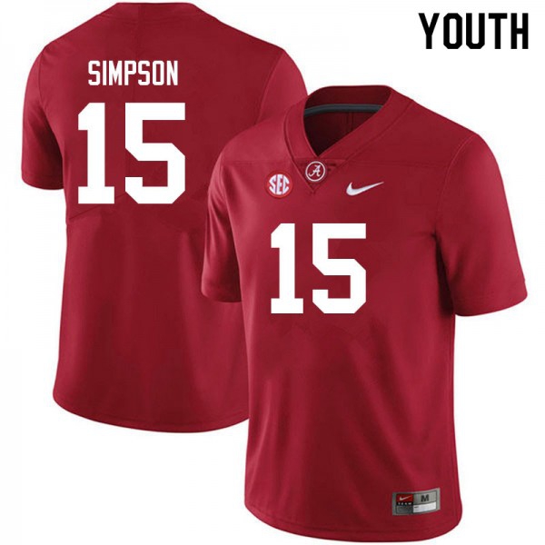 Alabama Crimson Tide Ty Simpson Crimson Stitch Jerseys #15 Youth  Kit-ProGear Kits