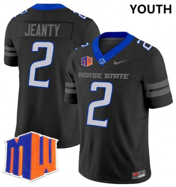 Boise State Broncos Ashton Jeanty Youth(Kids) Stitch #2 Black  Apparel-ProGear Kits