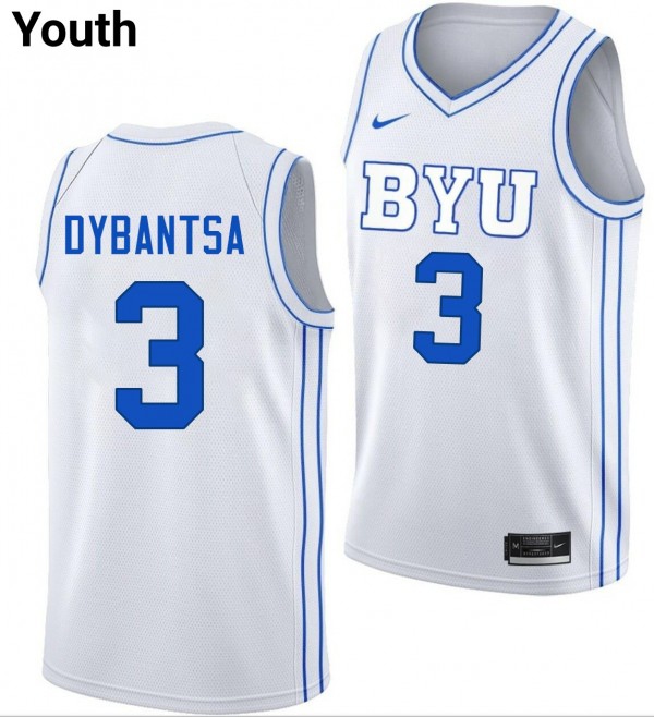 BYU Cougars A.J. Dybantsa Stitch Jerseys #3 Youth White  Uniform-ProGear Kits