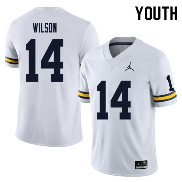 Brand Jordan Michigan Wolverines Roman Wilson Youth(Kids) #14 White Limited-ProGear Kits