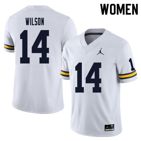 Michigan Wolverines Roman Wilson Womens Stitch Brand Jordan #14 White Apparel-ProGear Kits