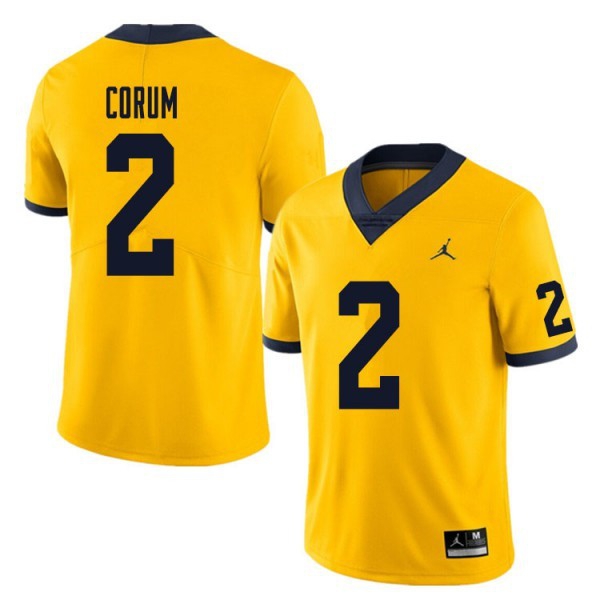 Michigan Wolverines Blake Corum Stitch Brand Jordan #2 Men Yellow Uniform-ProGear Kits