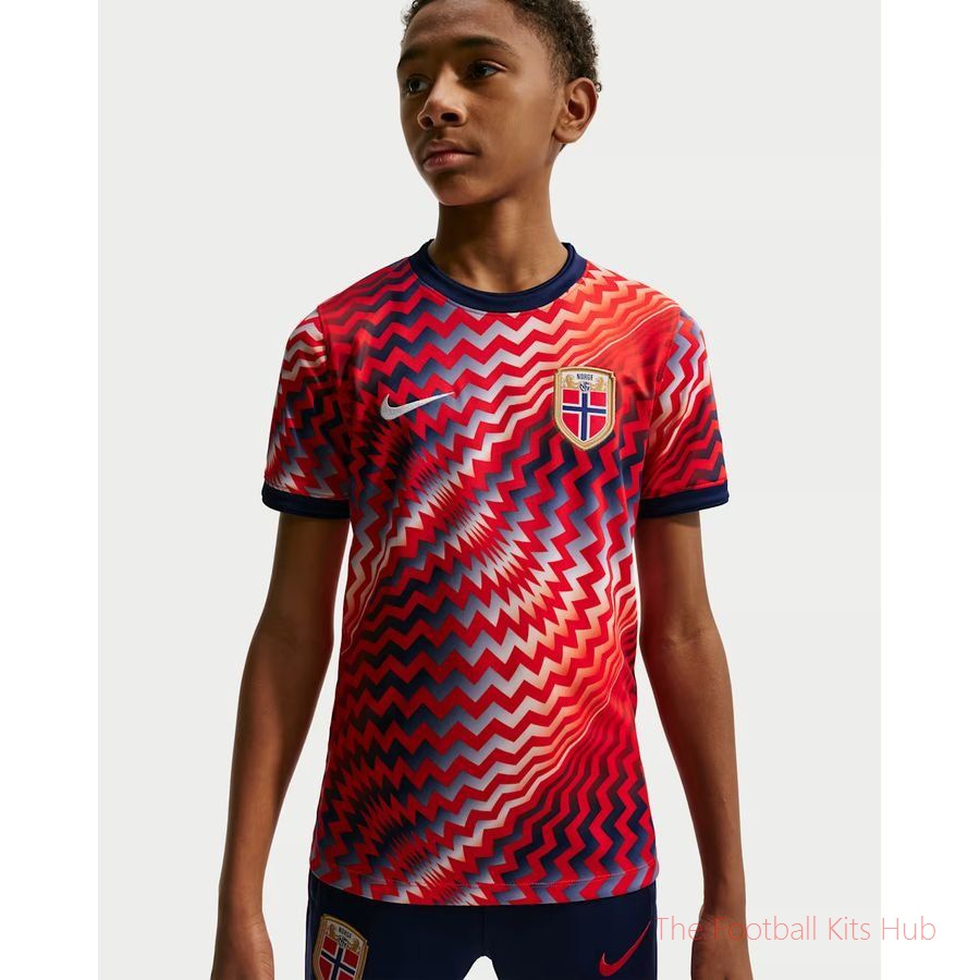 Norway Training T-Shirt Dri-FIT Pre World Cup 2026 - Chile Red/Blue Void/White Kids