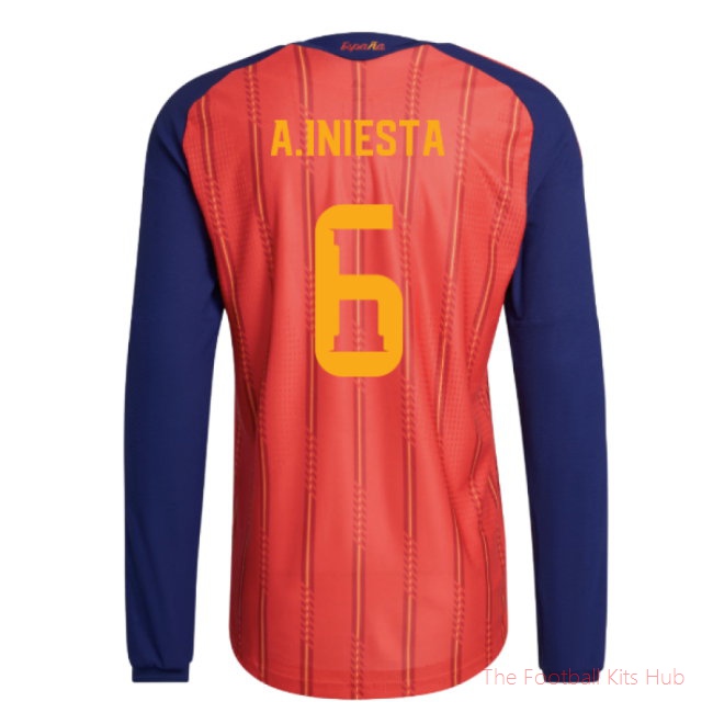 2026/27 Spain Authentic Long Sleeve Home Shirt (A.Iniesta 6)