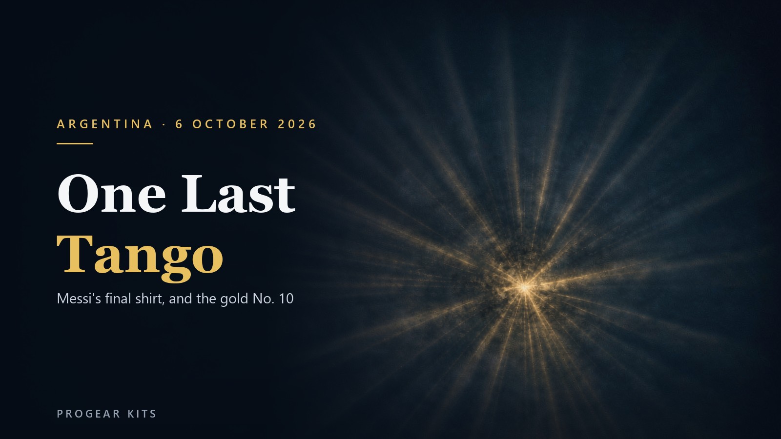 Gold sunburst on deep navy - the Sun of May rays from Messi's Argentina farewell shirt
