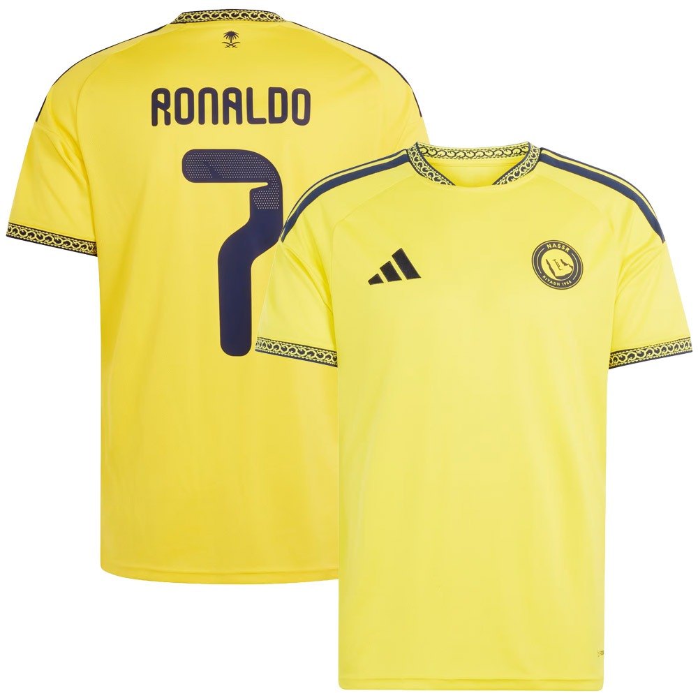 Al Nassr's yellow 2026/27 home shirt, front and back, with no name or number print - ProGear Kits