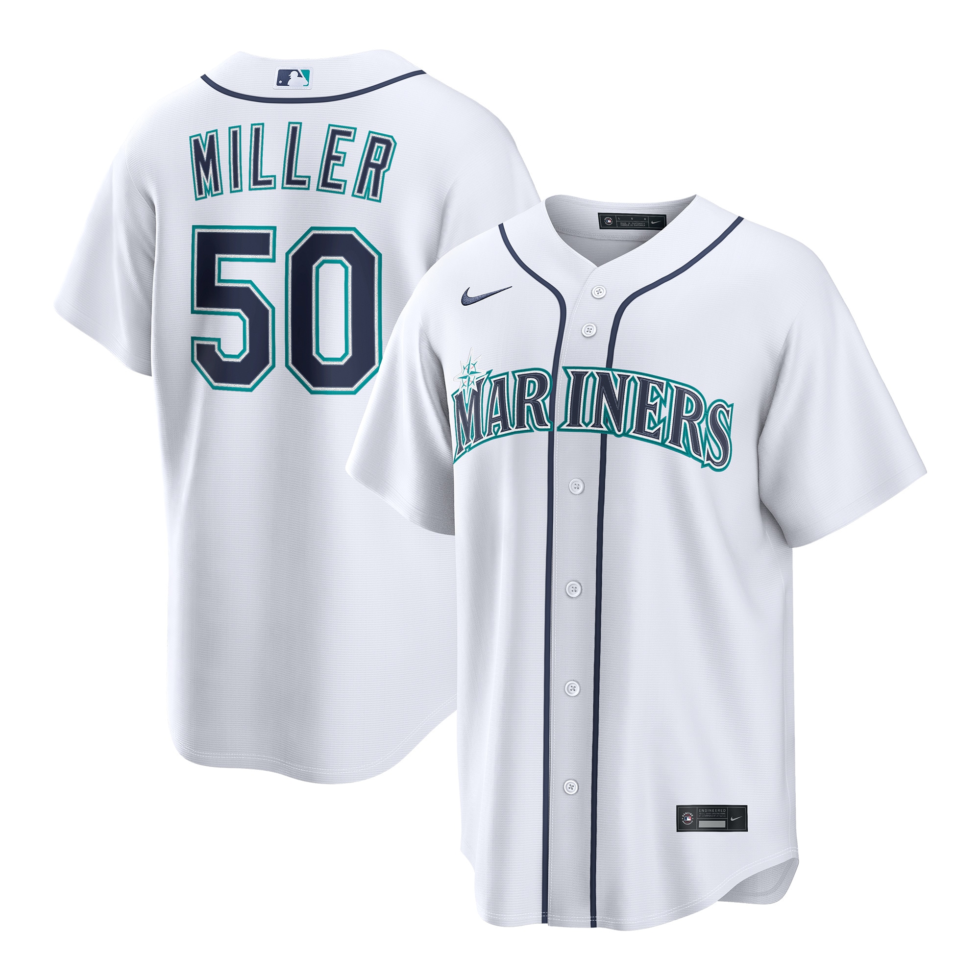 Bryce Miller Seattle Mariners Home MLB Jersey - White | ProGear Kits